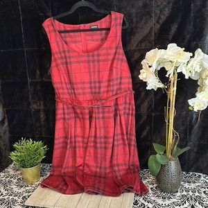 Torrid Size 18 Faux Suede Red and Black Tartan Plaid Dress with Belt